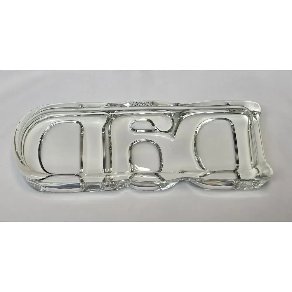 80's Avon DAD Fostoria Clear Glass Picture Frame Paper Weight Father Gift Home